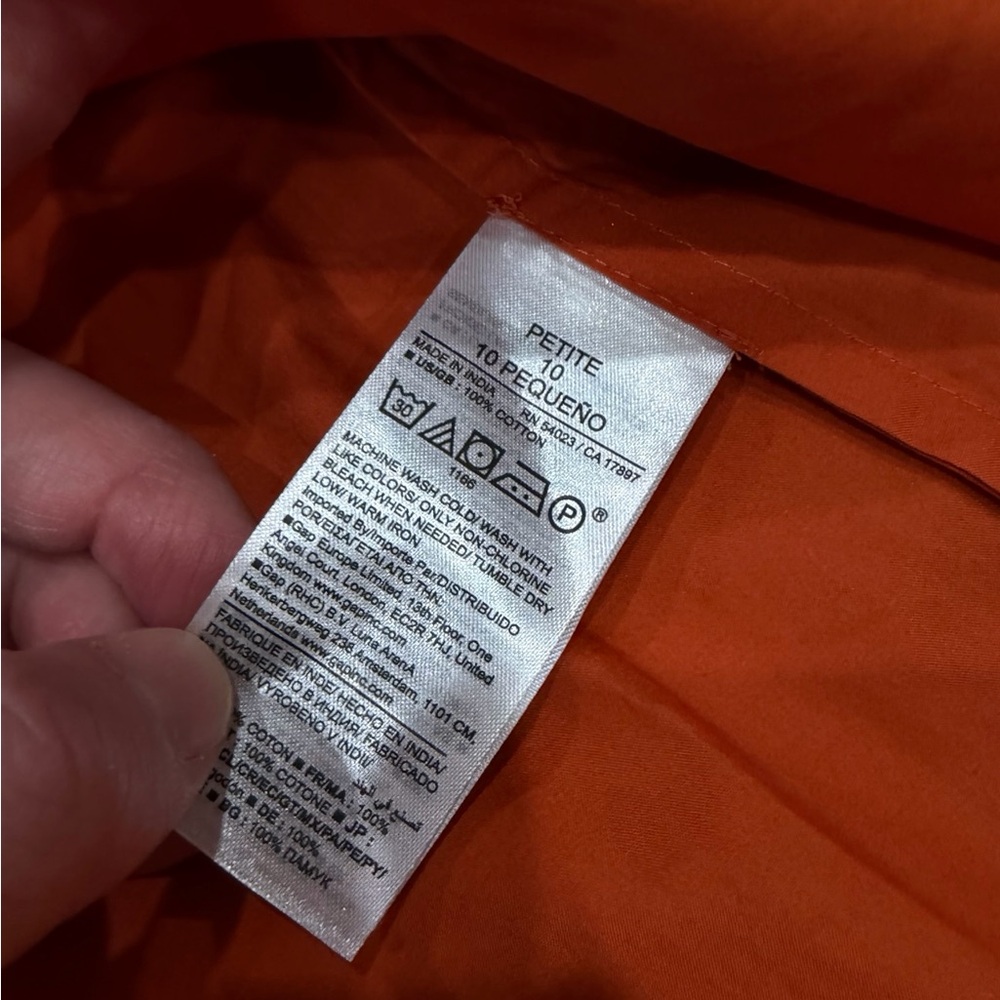 Banana‎ Republic Cotton Poplin Shirt Dress Sunset Orange Size 10 Petite - Picture 12 of 16